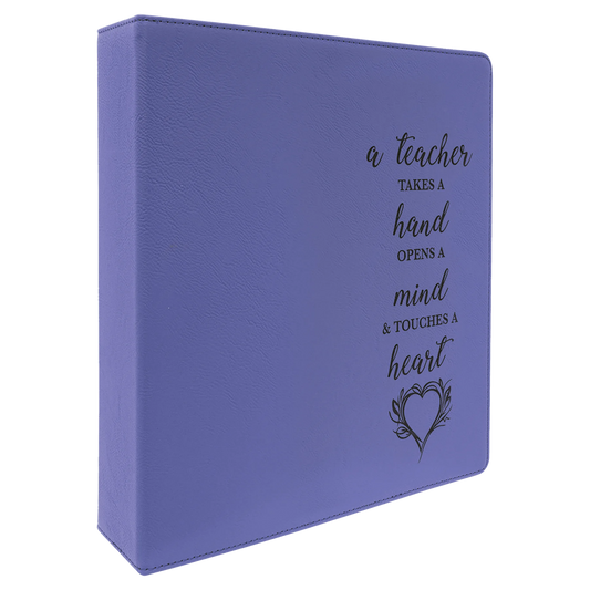 11" × 11.5" Purple/Black 3 Ring Binder with 2" Slant D Rings (laserable leatherette) — custom laser engraved — ECHIPMUNK