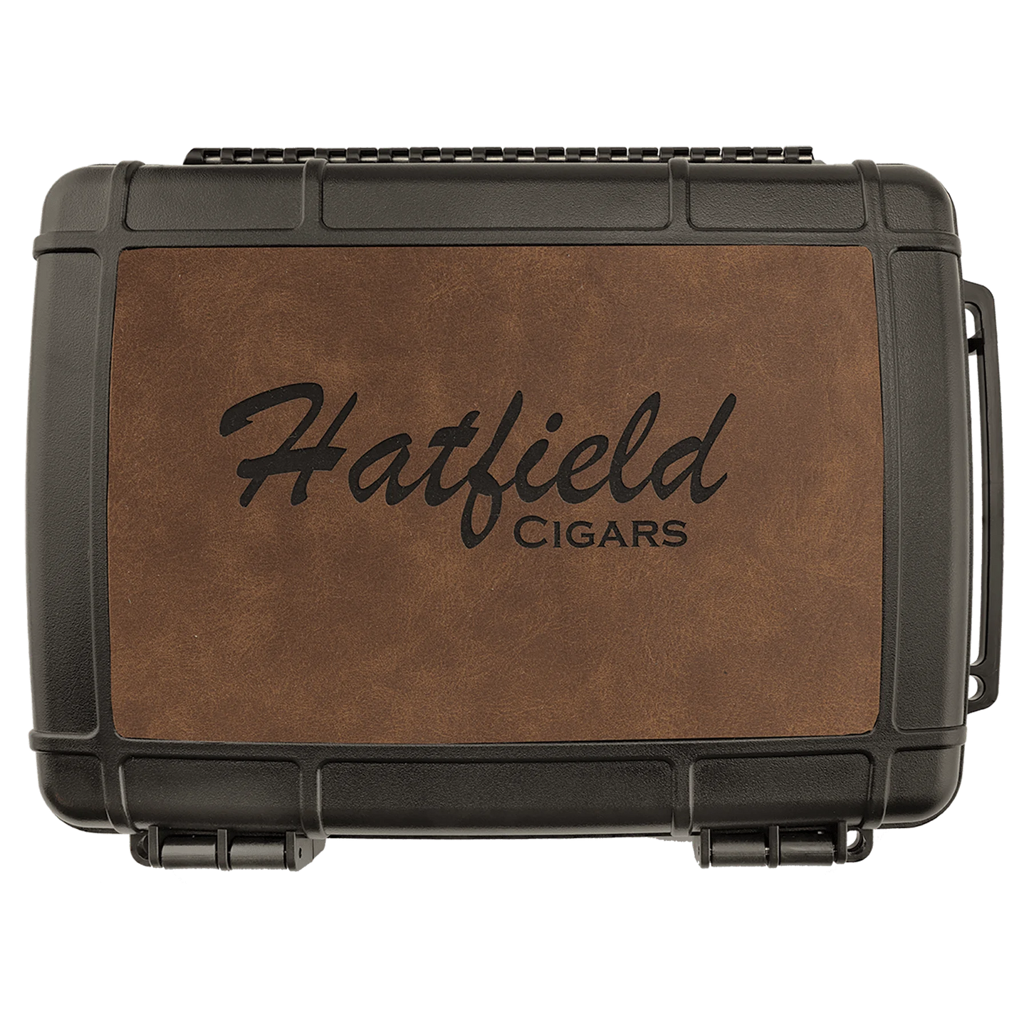 Travel Cigar Case - , Creekside Collection, Dark Brown (faux leather & plastic) — custom laser engraved — ECHIPMUNK