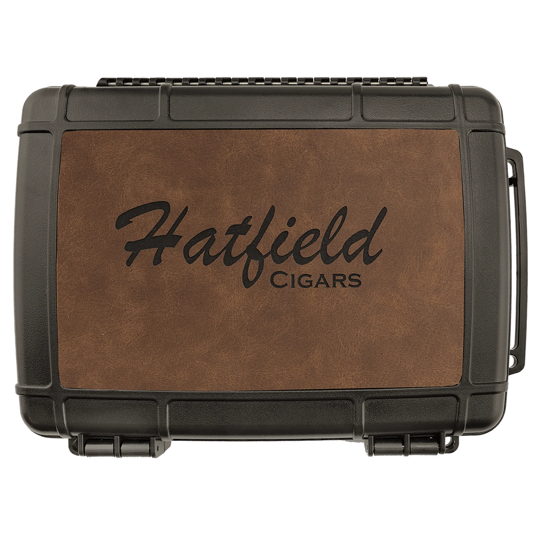 Travel Cigar Case - , Creekside Collection, Dark Brown (faux leather & plastic) — custom laser engraved — ECHIPMUNK