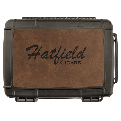 Travel Cigar Case - , Creekside Collection, Dark Brown (faux leather & plastic) — custom laser engraved — ECHIPMUNK
