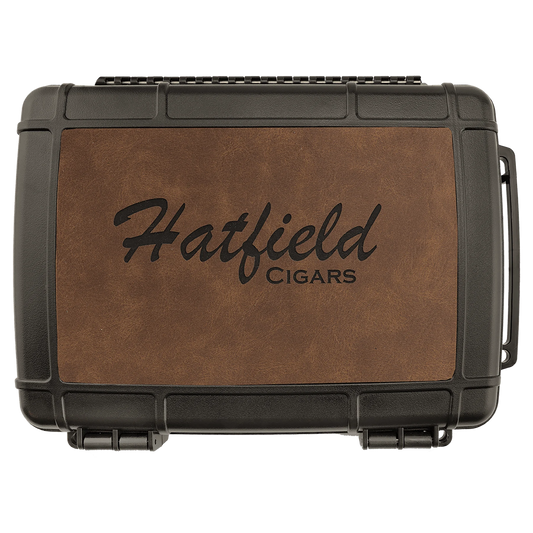 Travel Cigar Case - , Creekside Collection, Dark Brown (faux leather & plastic) — custom laser engraved — ECHIPMUNK