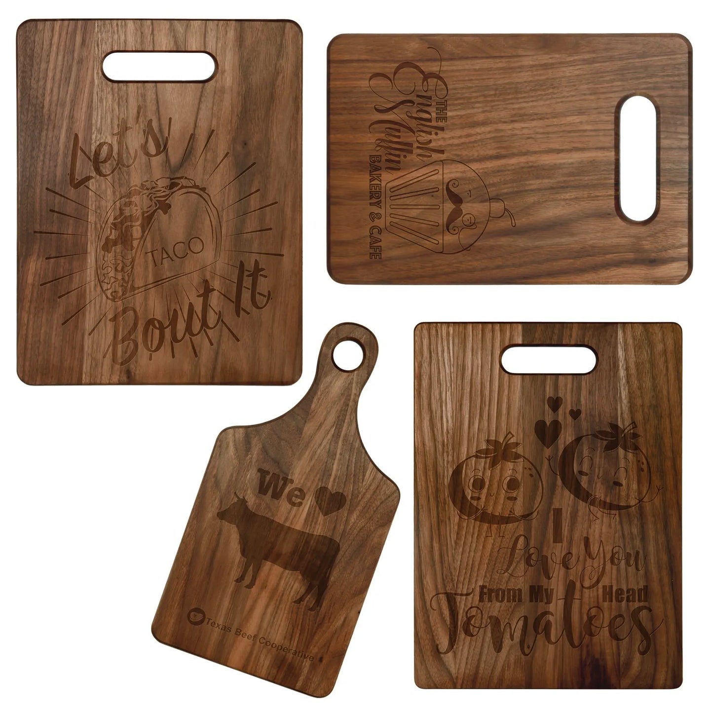 Walnut Cutting Board (genuine walnut) — custom laser engraved — ECHIPMUNK