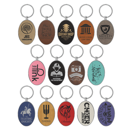 3" × 1.75" /Metal Keychain (faux leather & metal) — custom laser engraved — ECHIPMUNK
