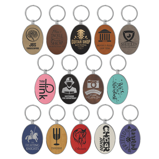3" × 1.75" /Metal Keychain (faux leather & metal) — custom laser engraved — ECHIPMUNK