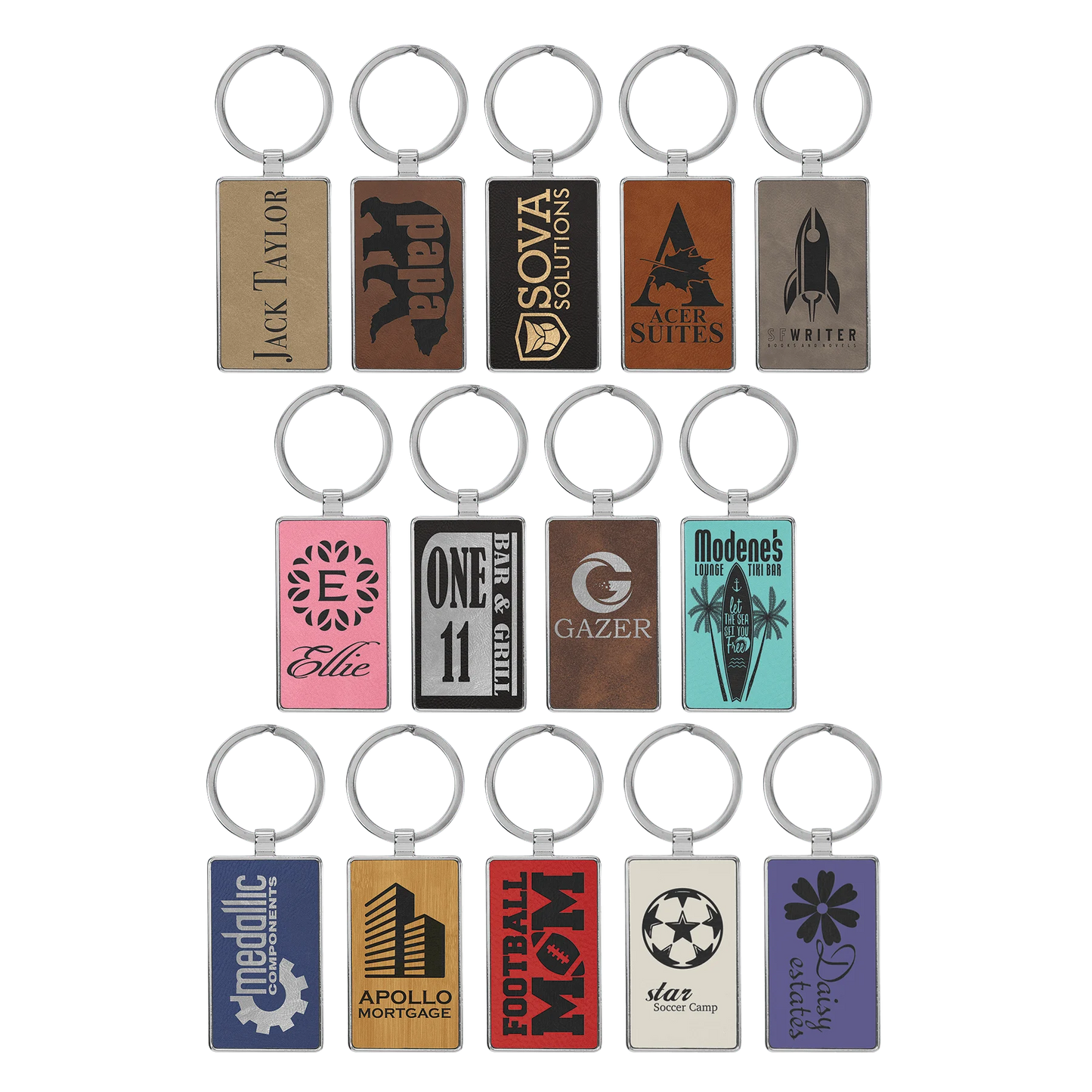 2.75" × 1.25" /Metal Keychain (faux leather & metal) — custom laser engraved — ECHIPMUNK