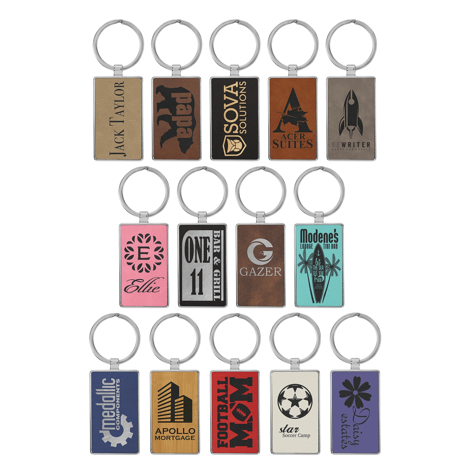 2.75" × 1.25" /Metal Keychain (faux leather & metal) — custom laser engraved — ECHIPMUNK