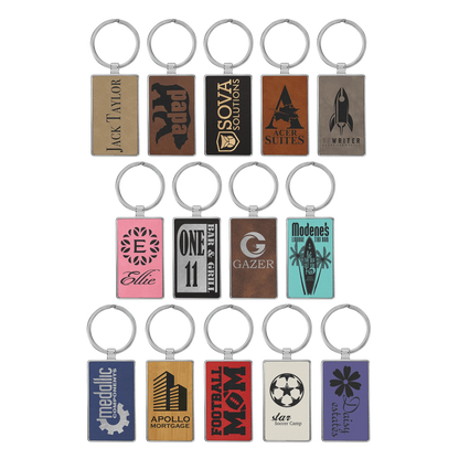 2.75" × 1.25" /Metal Keychain (faux leather & metal) — custom laser engraved — ECHIPMUNK