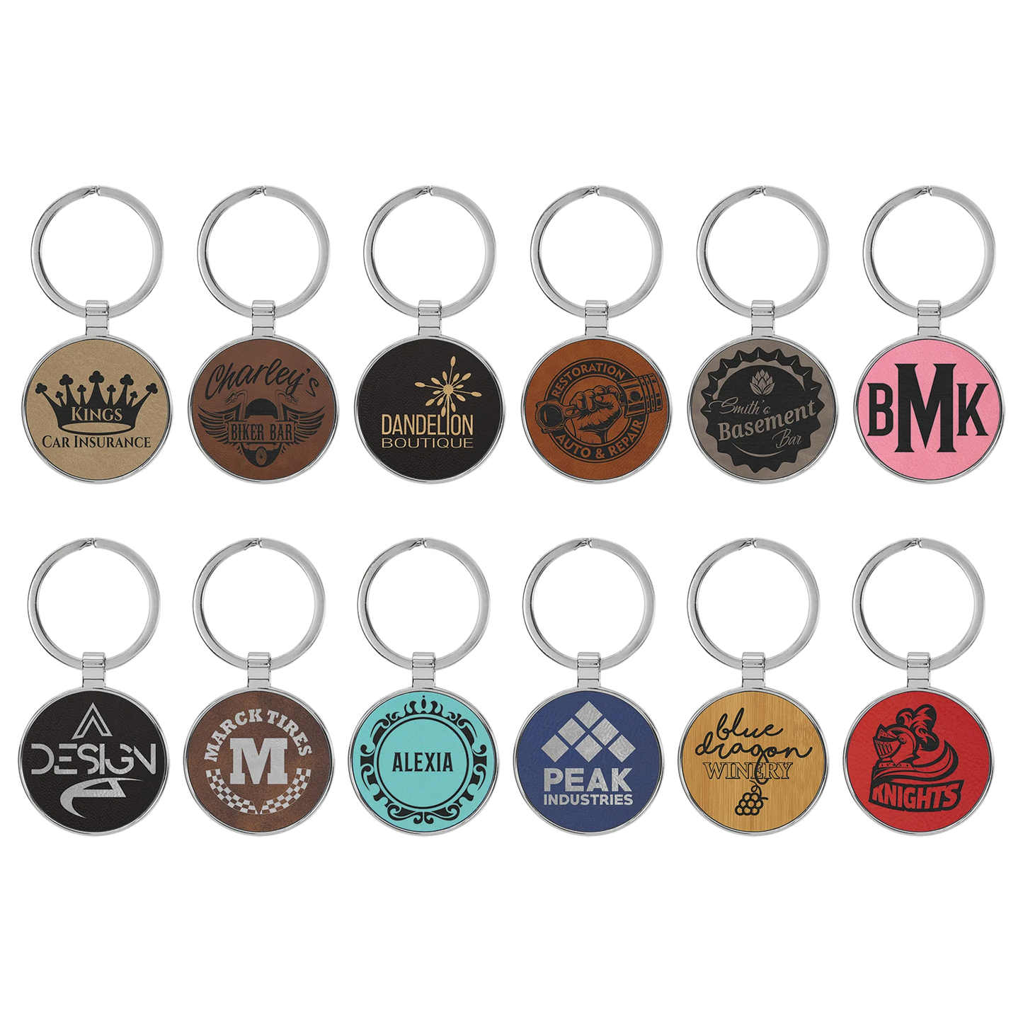 1.5" /Metal Keychain (faux leather & metal) — custom laser engraved — ECHIPMUNK