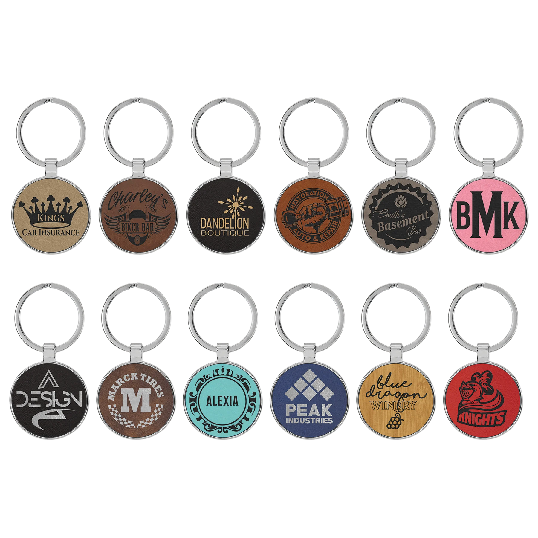 1.5" /Metal Keychain (faux leather & metal) — custom laser engraved — ECHIPMUNK