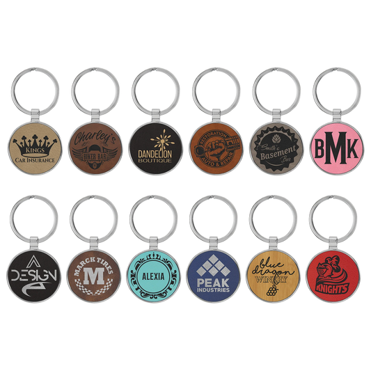 1.5" /Metal Keychain (faux leather & metal) — custom laser engraved — ECHIPMUNK