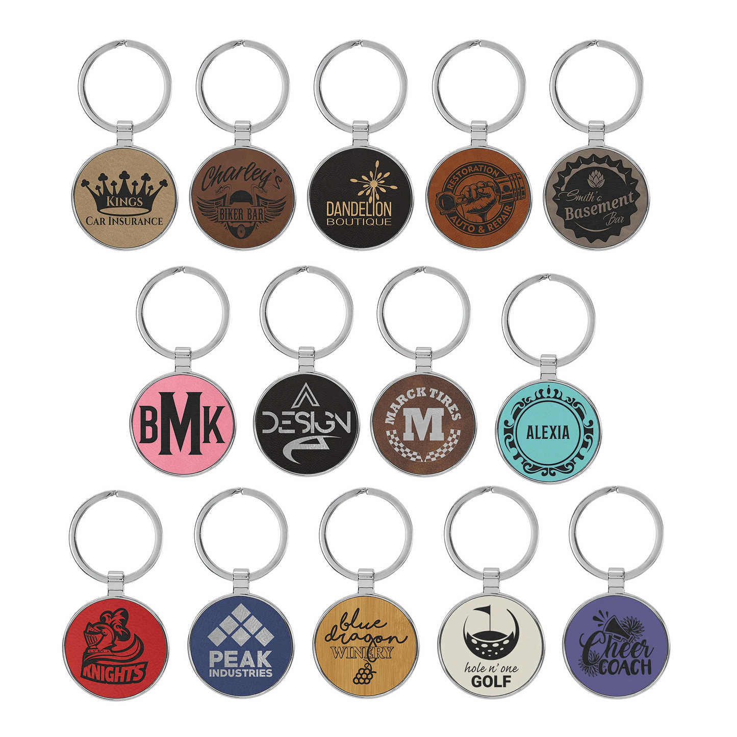 1.5" /Metal Keychain (faux leather & metal) — custom laser engraved — ECHIPMUNK