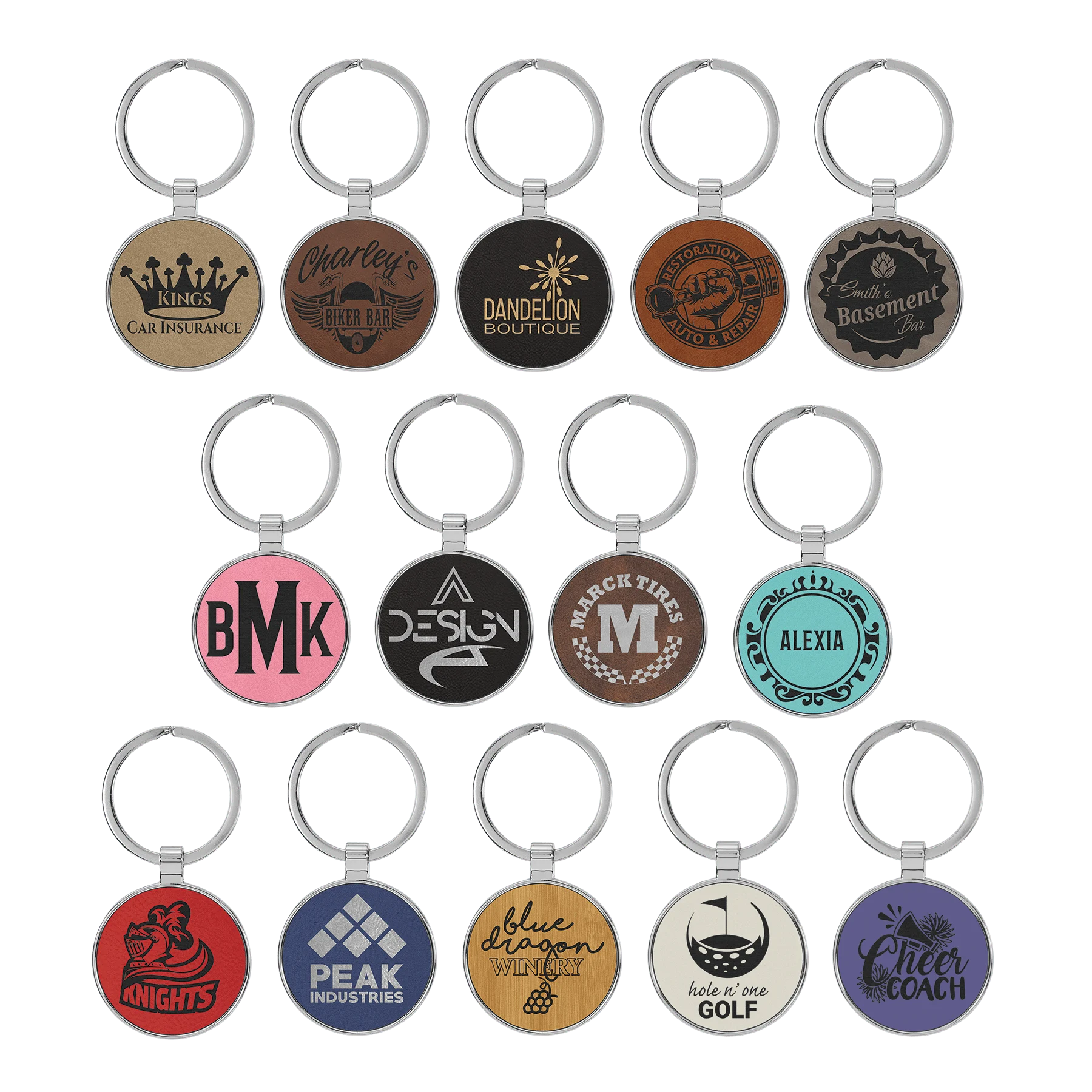 1.5" /Metal Keychain (faux leather & metal) — custom laser engraved — ECHIPMUNK