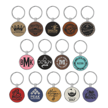 1.5" /Metal Keychain (faux leather & metal) — custom laser engraved — ECHIPMUNK
