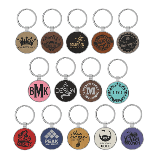 1.5" /Metal Keychain (faux leather & metal) — custom laser engraved — ECHIPMUNK