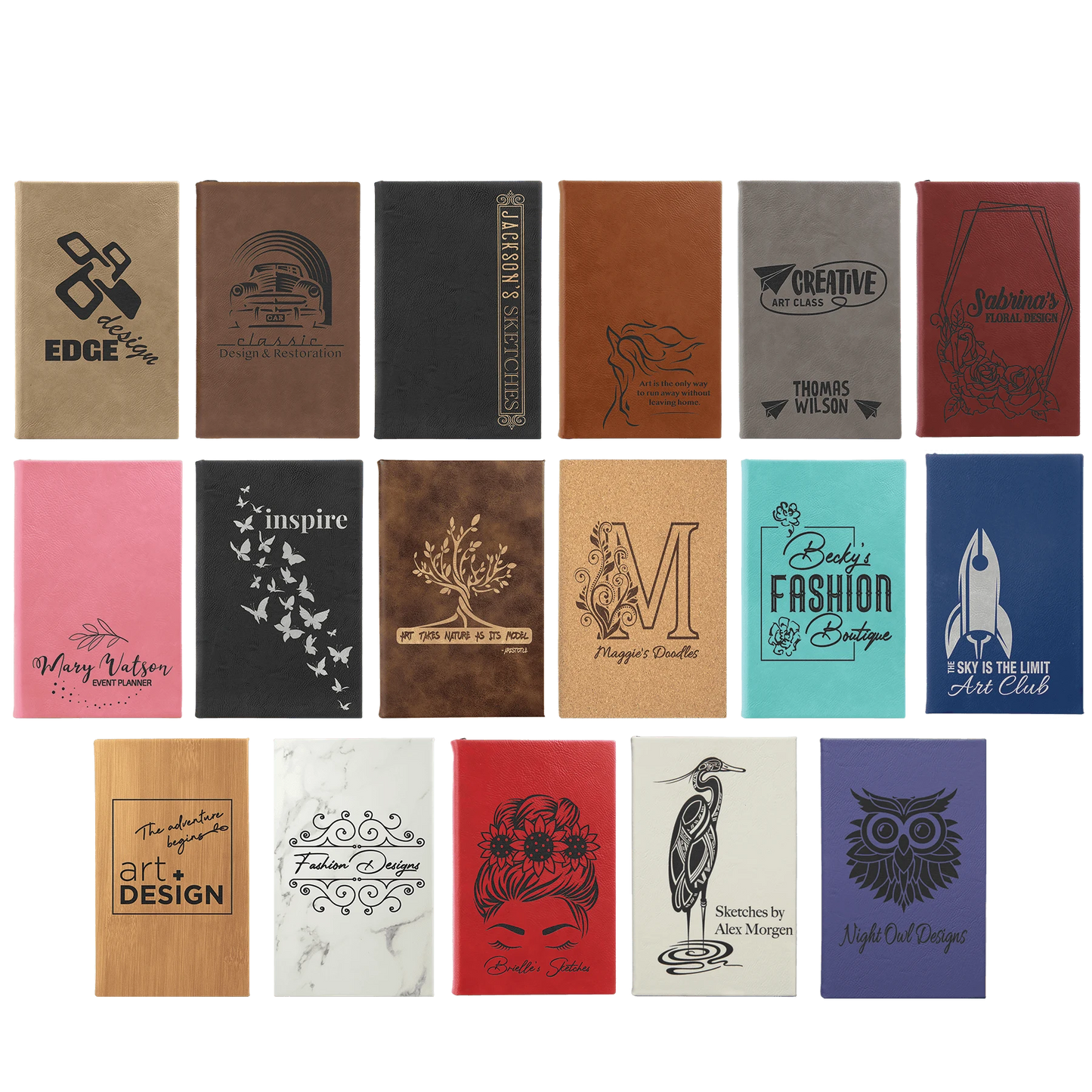 5.25" × 8.25" Sketch Book with Unlined Notepad (faux leather) — custom laser engraved — ECHIPMUNK