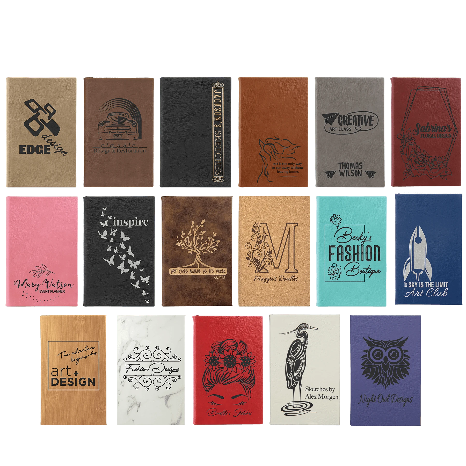 5.25" × 8.25" Sketch Book with Unlined Notepad (faux leather) — custom laser engraved — ECHIPMUNK