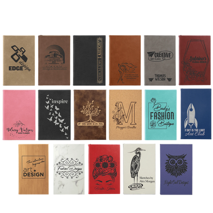 5.25" × 8.25" Sketch Book with Unlined Notepad (faux leather) — custom laser engraved — ECHIPMUNK