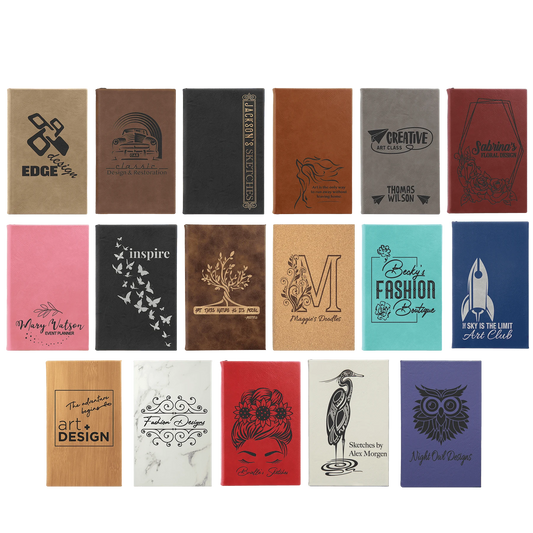 5.25" × 8.25" Sketch Book with Unlined Notepad (faux leather) — custom laser engraved — ECHIPMUNK