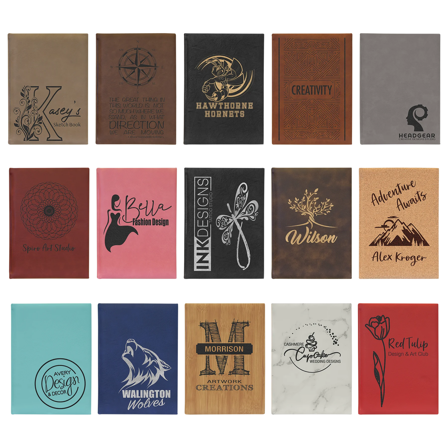 7" × 9.75" Sketch Book with Unlined Notepad (faux leather) — custom laser engraved — ECHIPMUNK