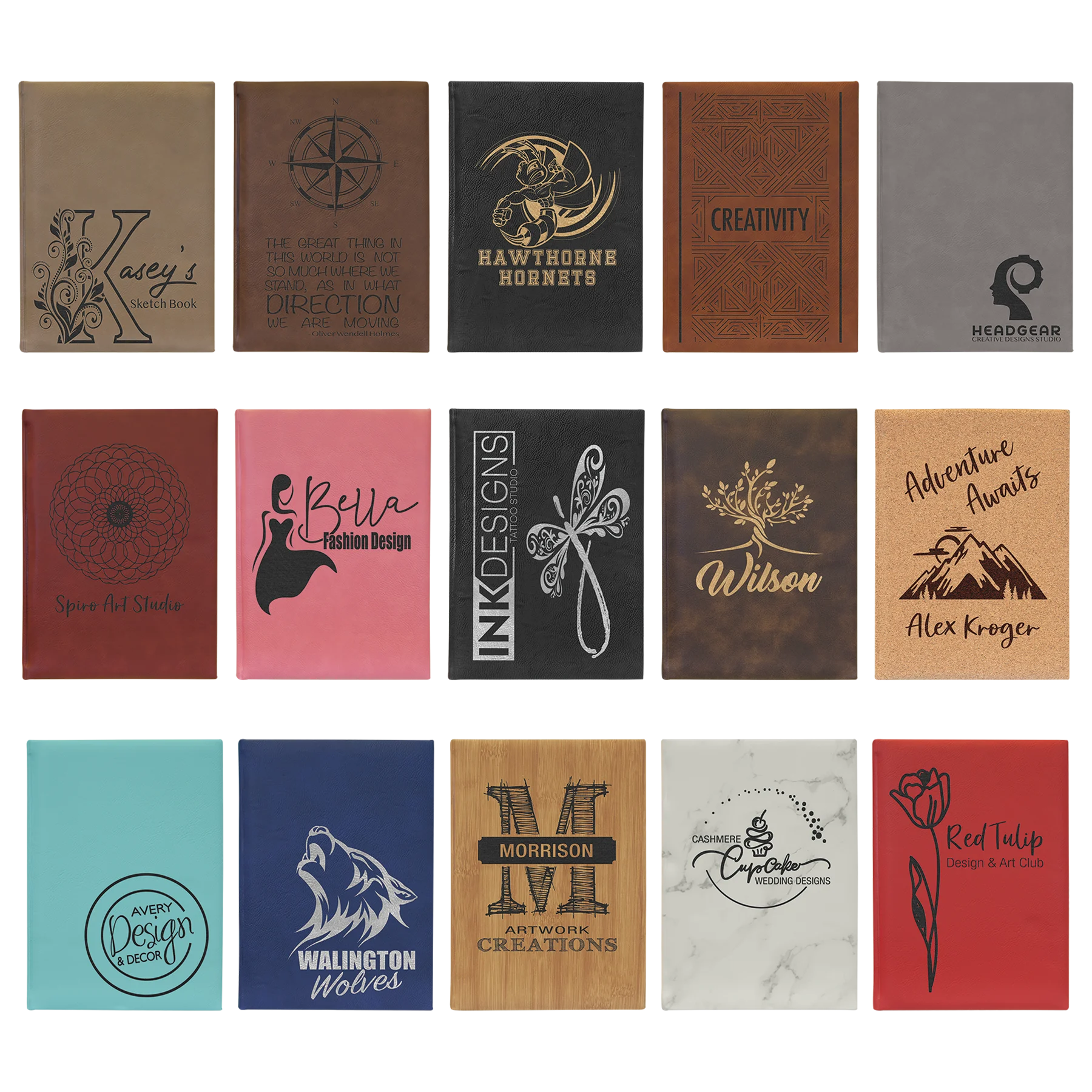 7" × 9.75" Sketch Book with Unlined Notepad (faux leather) — custom laser engraved — ECHIPMUNK