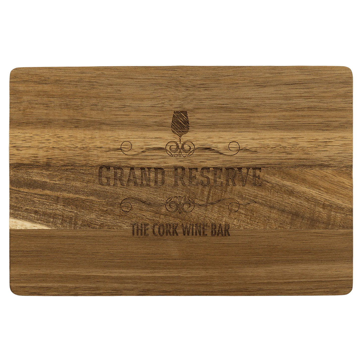 9" × 6" Acacia Cutting Board (acacia) — custom laser engraved — ECHIPMUNK