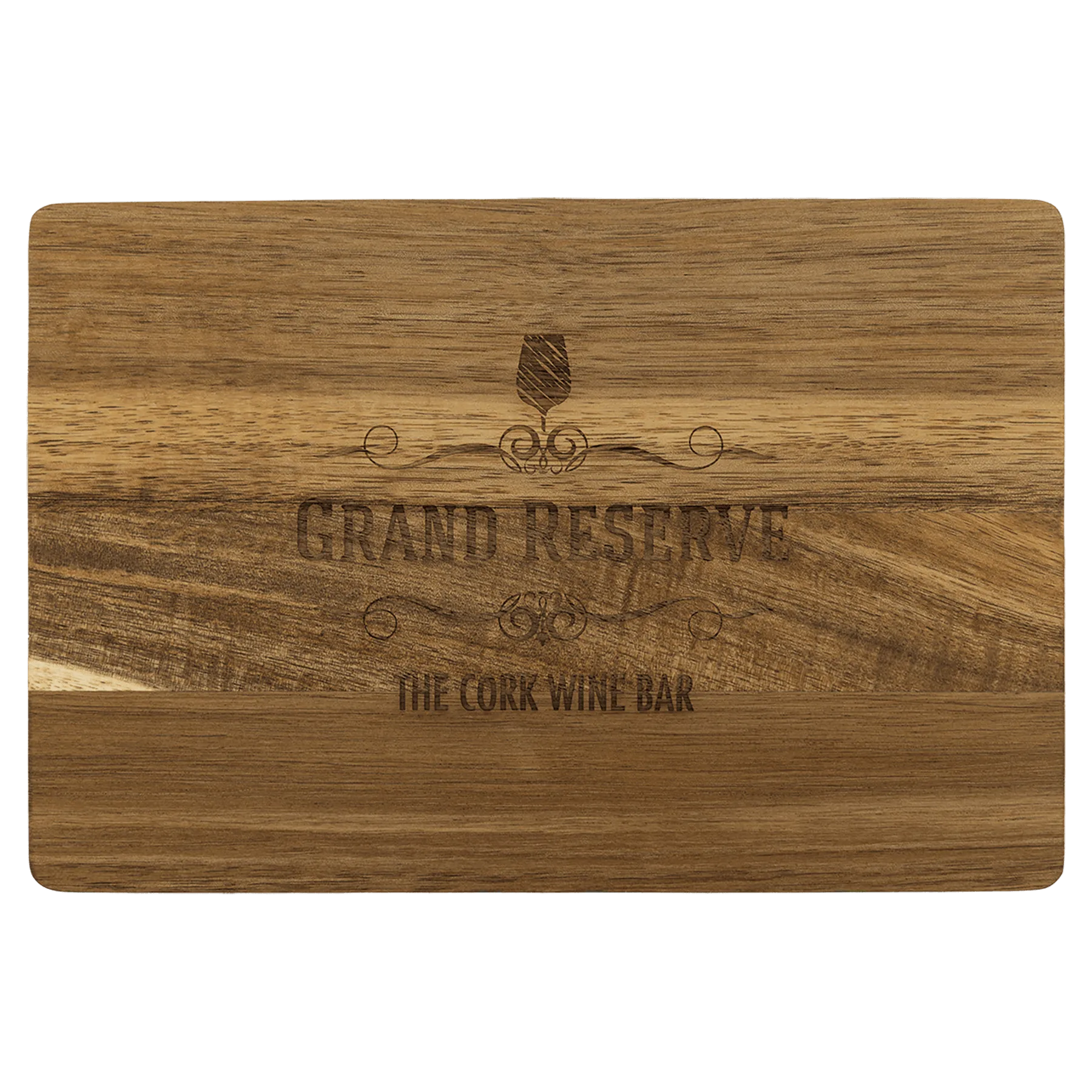 9" × 6" Acacia Cutting Board (acacia) — custom laser engraved — ECHIPMUNK