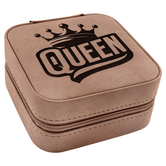 Travel Jewelry Box - , Creekside Collection, 4" × 4", Blush (leatherette) — custom laser engraved — ECHIPMUNK