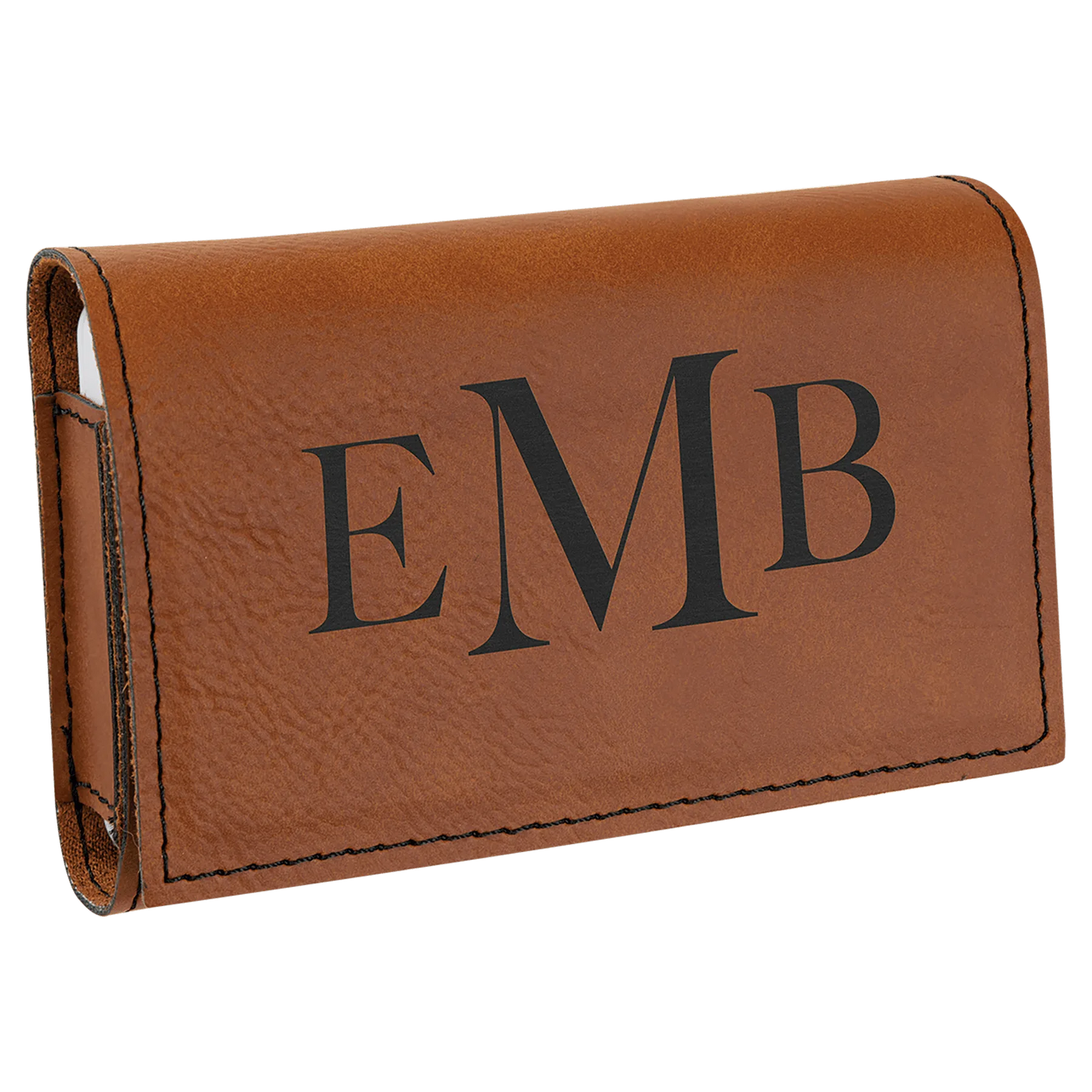 4.75" × 3.125" Rawhide Pill Box (leatherette) — custom laser engraved — ECHIPMUNK