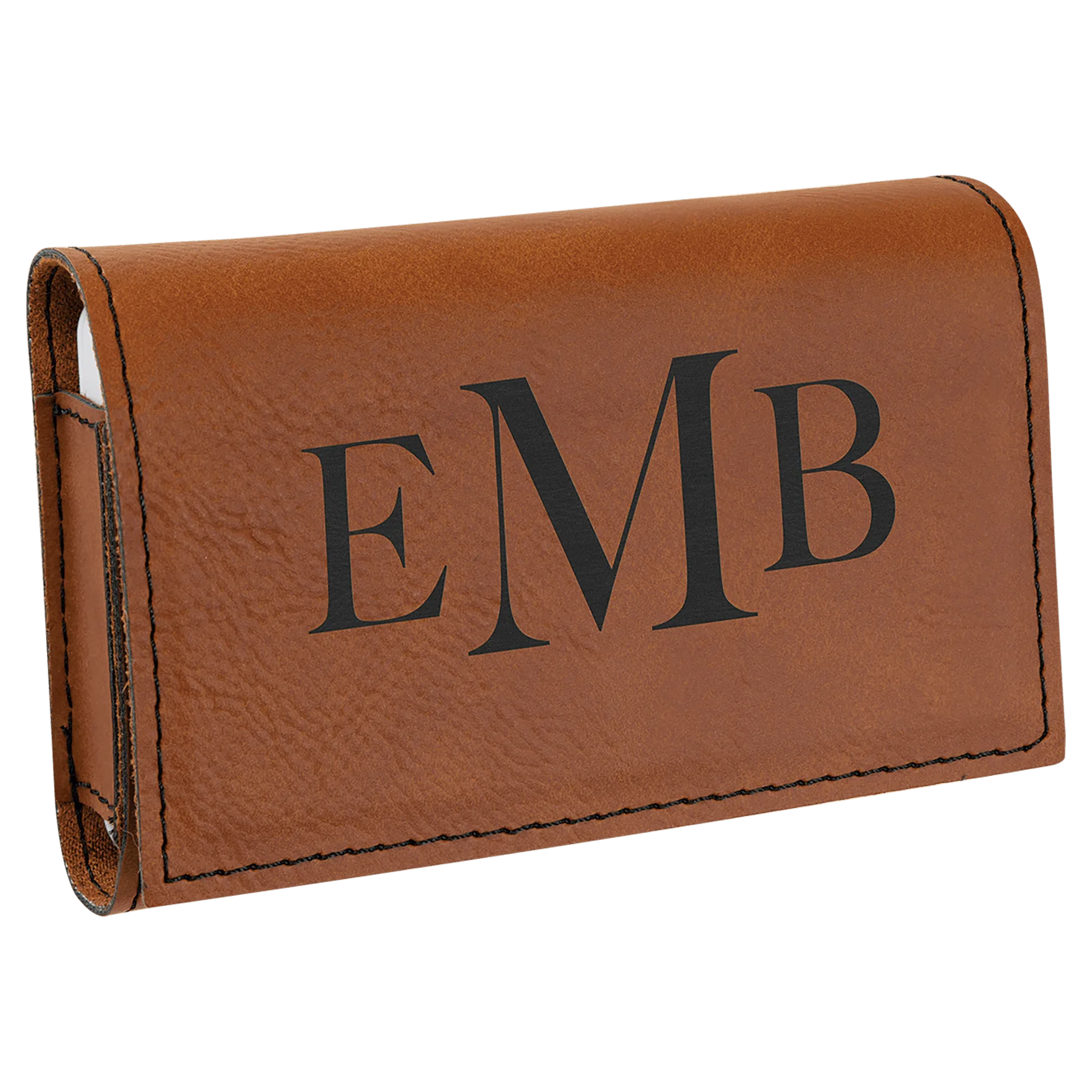 4.75" × 3.125" Rawhide Pill Box (leatherette) — custom laser engraved — ECHIPMUNK