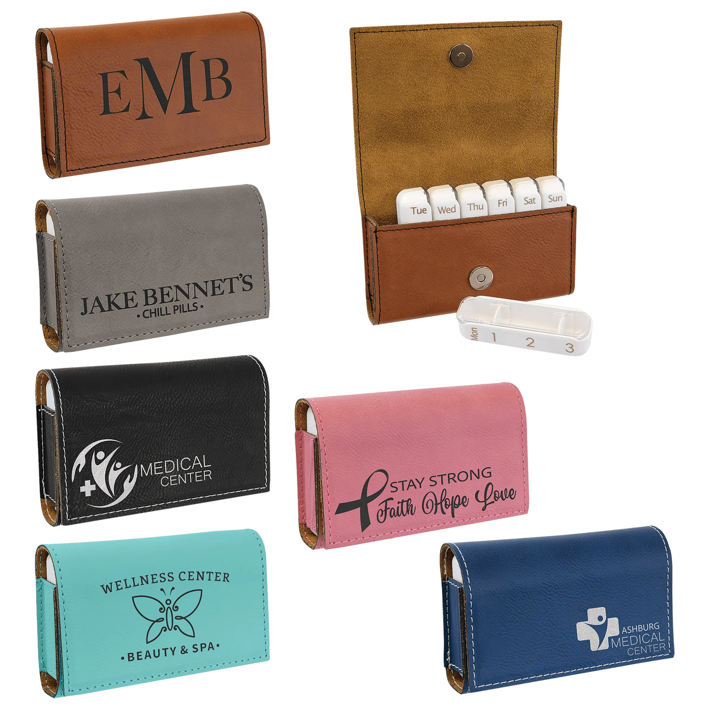 4.75" × 3.125" Pill Box (leatherette) — custom laser engraved — ECHIPMUNK