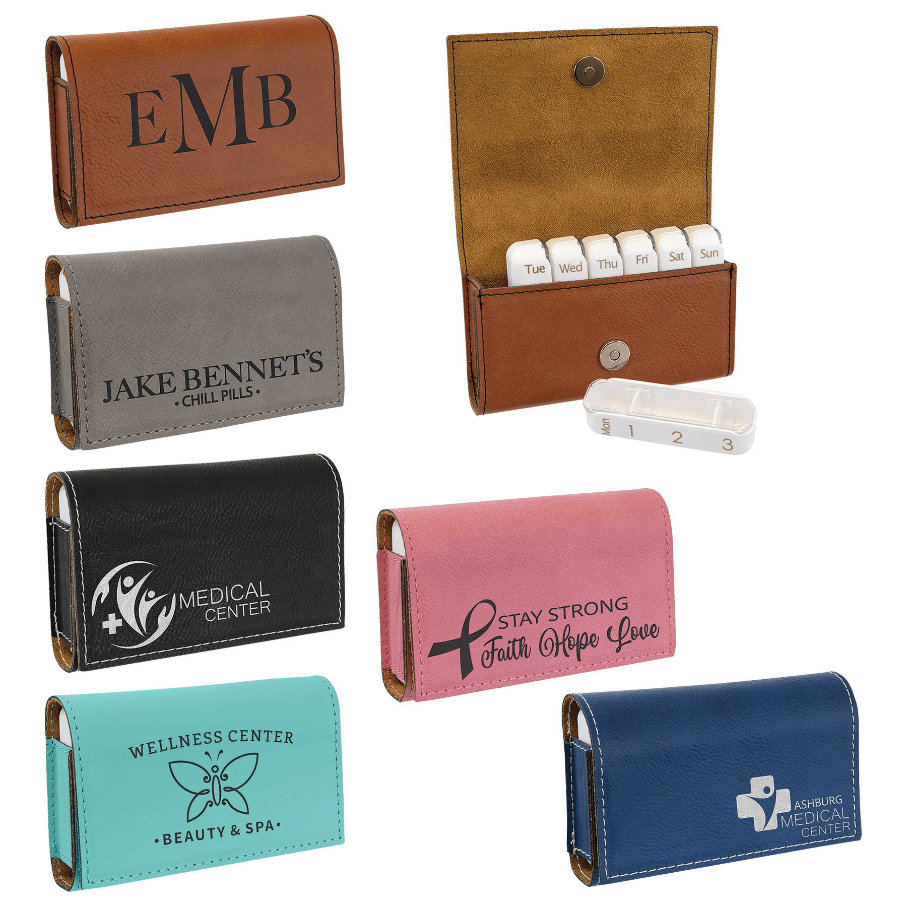 4.75" × 3.125" Pill Box (leatherette) — custom laser engraved — ECHIPMUNK