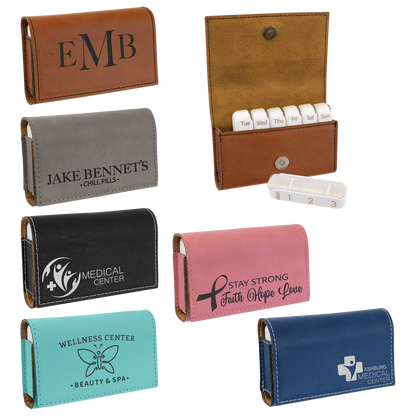4.75" × 3.125" Pill Box (leatherette) — custom laser engraved — ECHIPMUNK