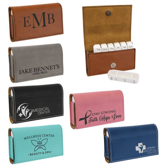 4.75" × 3.125" Pill Box (leatherette) — custom laser engraved — ECHIPMUNK