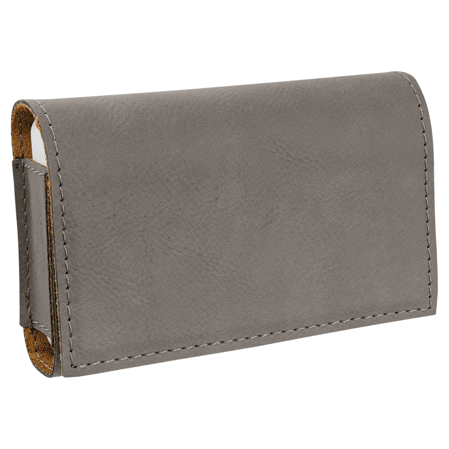 4.75" × 3.125" Gray Pill Box (leatherette) — custom laser engraved — ECHIPMUNK