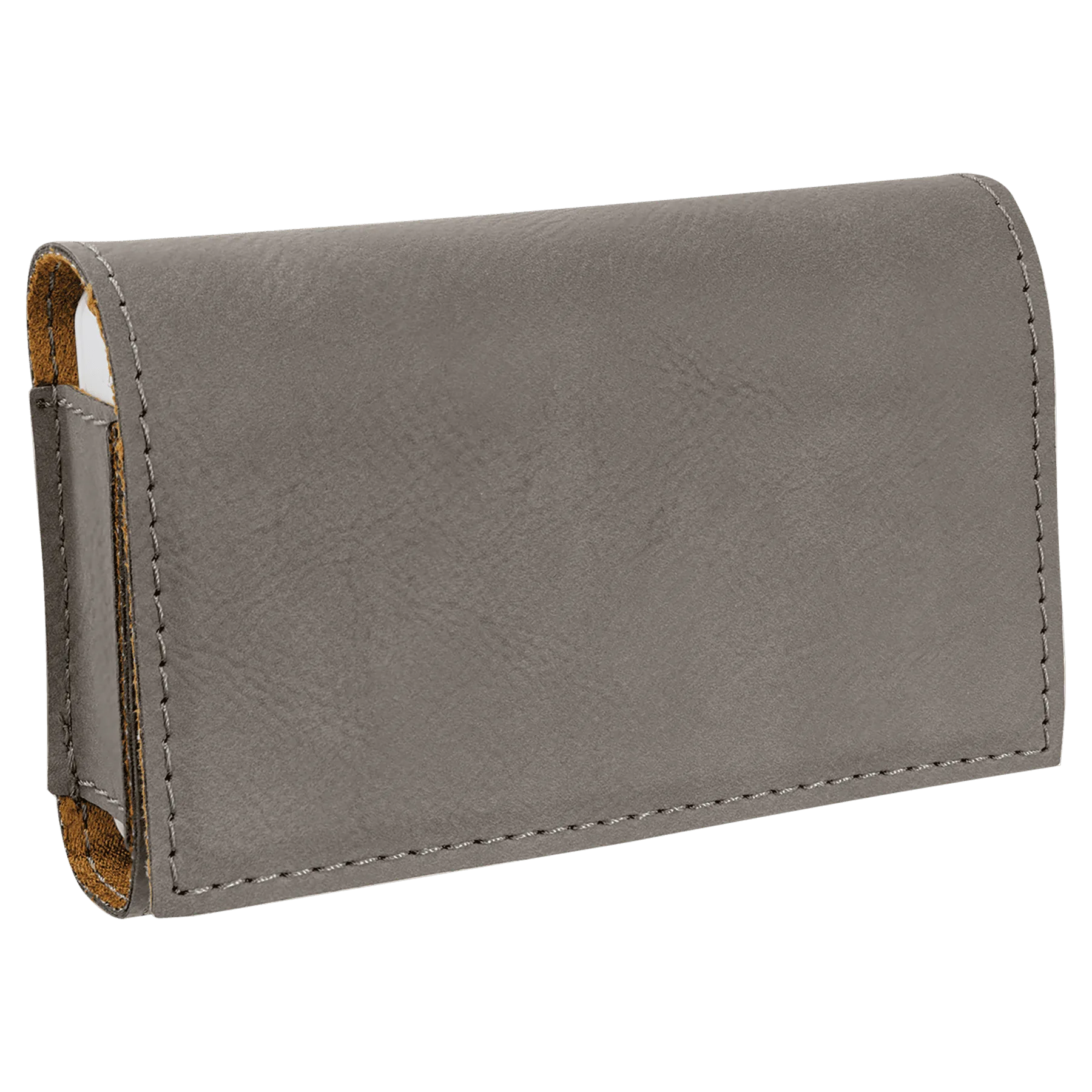 4.75" × 3.125" Gray Pill Box (leatherette) — custom laser engraved — ECHIPMUNK