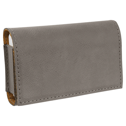 4.75" × 3.125" Gray Pill Box (leatherette) — custom laser engraved — ECHIPMUNK