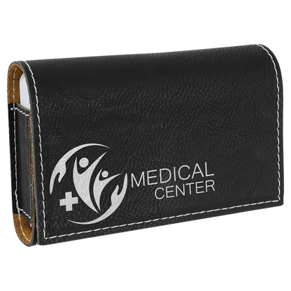4.75" × 3.125" Black/Silver Pill Box (leatherette) — custom laser engraved — ECHIPMUNK