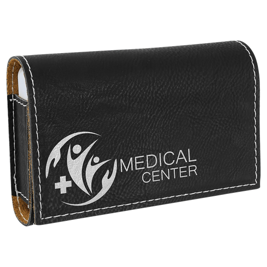 4.75" × 3.125" Black/Silver Pill Box (leatherette) — custom laser engraved — ECHIPMUNK