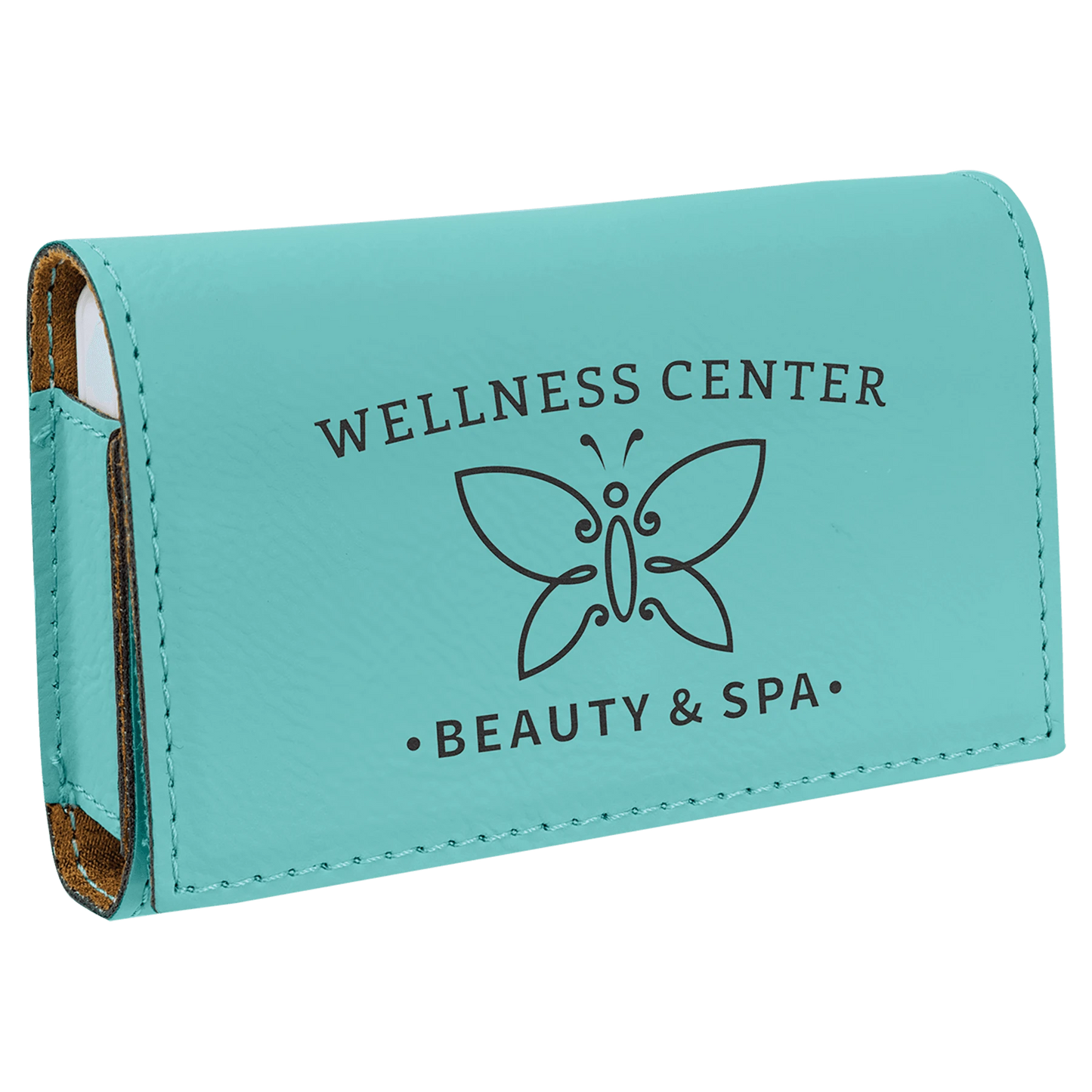 4.75" × 3.125" Teal Pill Box (leatherette) — custom laser engraved — ECHIPMUNK