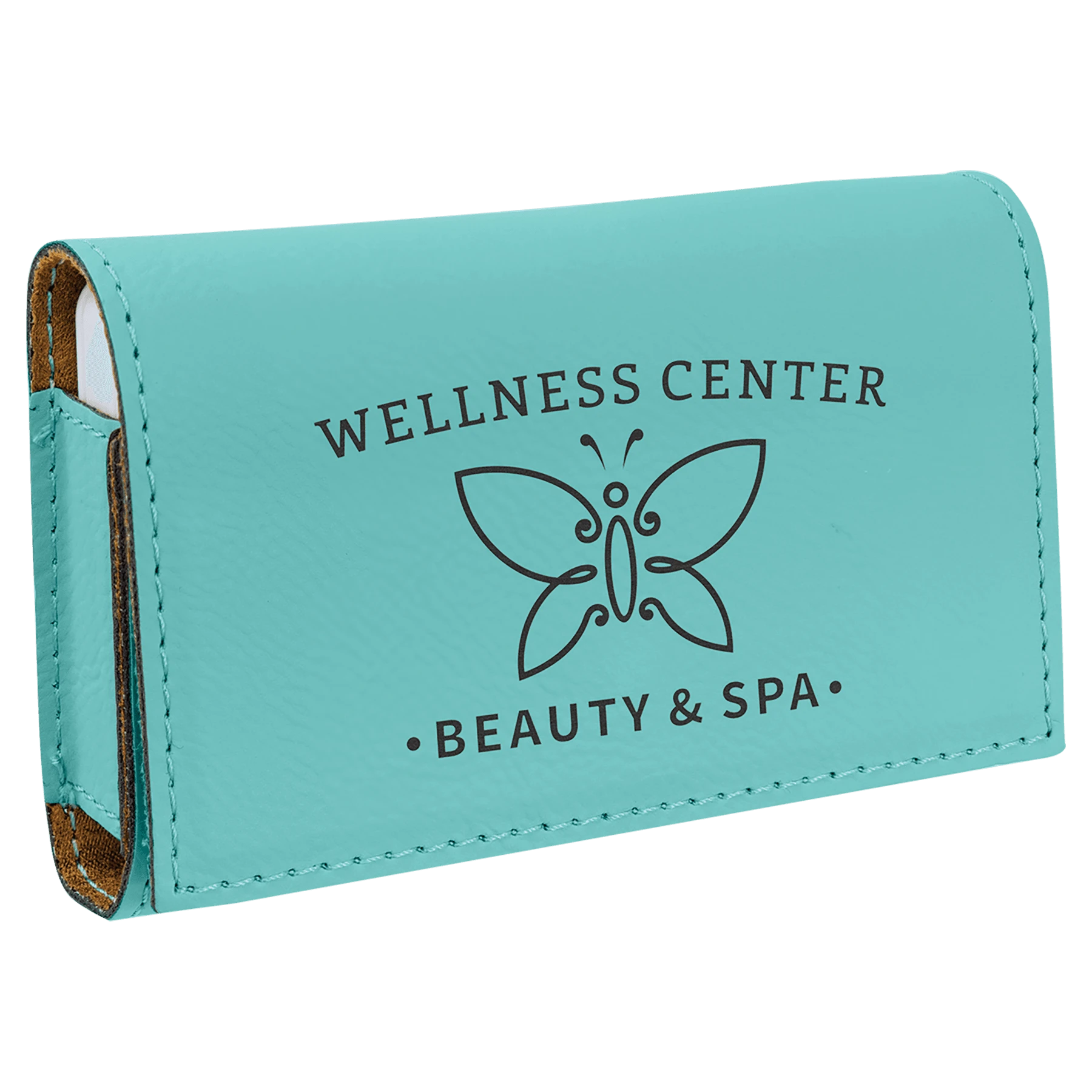 4.75" × 3.125" Teal Pill Box (leatherette) — custom laser engraved — ECHIPMUNK