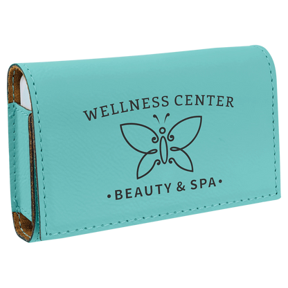 4.75" × 3.125" Teal Pill Box (leatherette) — custom laser engraved — ECHIPMUNK