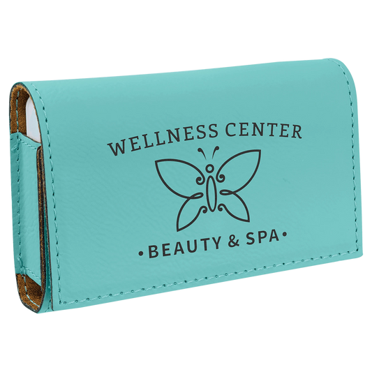 4.75" × 3.125" Teal Pill Box (leatherette) — custom laser engraved — ECHIPMUNK