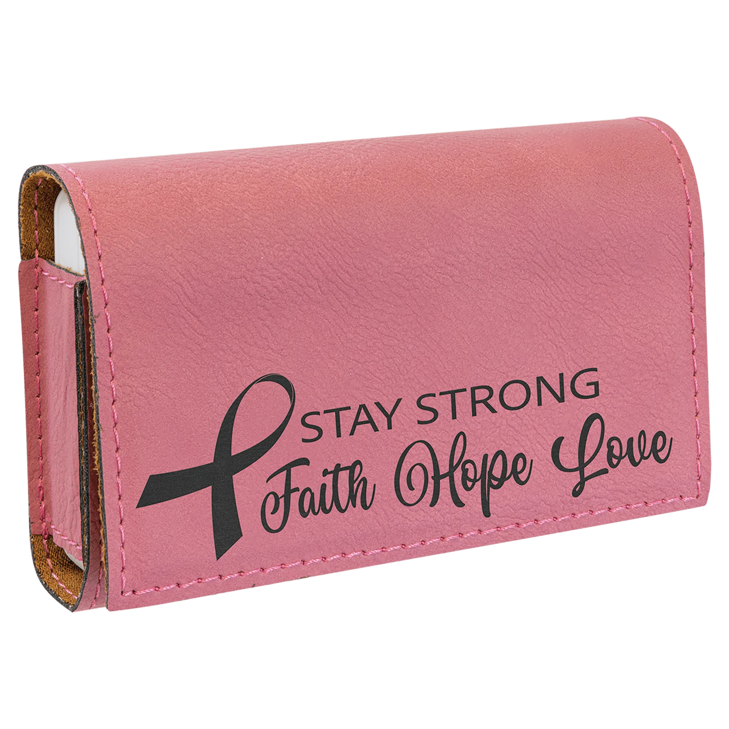 4.75" × 3.125" Pink Pill Box (leatherette) — custom laser engraved — ECHIPMUNK
