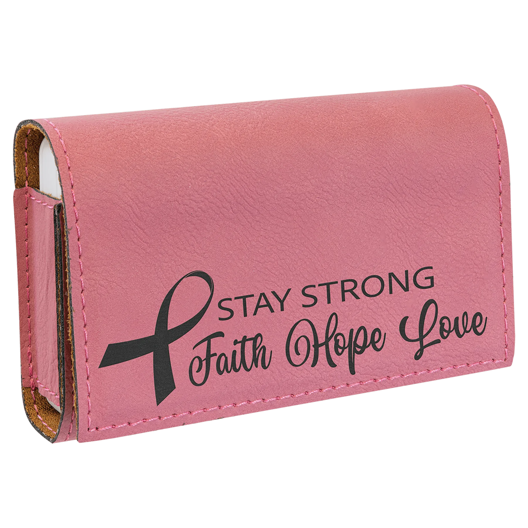 4.75" × 3.125" Pink Pill Box (leatherette) — custom laser engraved — ECHIPMUNK