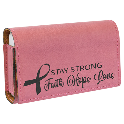 4.75" × 3.125" Pink Pill Box (leatherette) — custom laser engraved — ECHIPMUNK