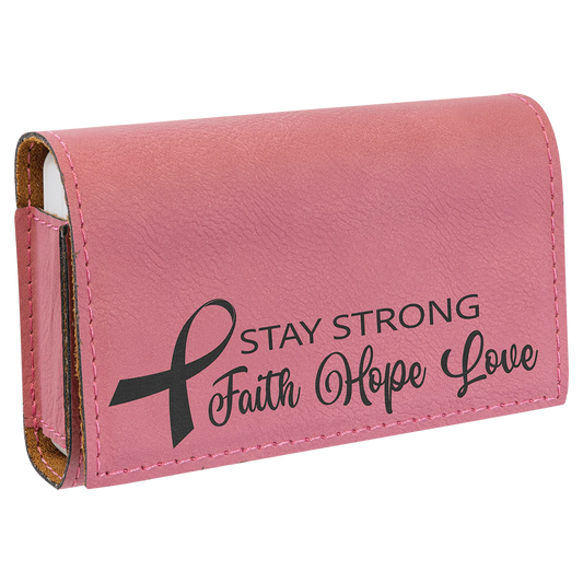 4.75" × 3.125" Pink Pill Box (leatherette) — custom laser engraved — ECHIPMUNK