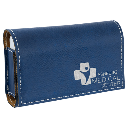 4.75" × 3.125" Blue/Silver Pill Box (leatherette) — custom laser engraved — ECHIPMUNK