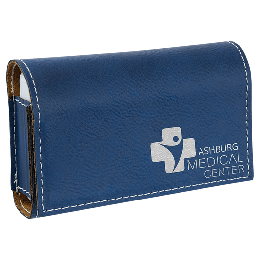 4.75" × 3.125" Blue/Silver Pill Box (leatherette) — custom laser engraved — ECHIPMUNK