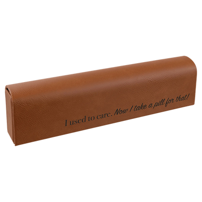 9.75" × 2.5" Rawhide Pill Box (leatherette) — custom laser engraved — ECHIPMUNK