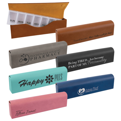 9.75" × 2.5" Pill Box (leatherette) — custom laser engraved — ECHIPMUNK